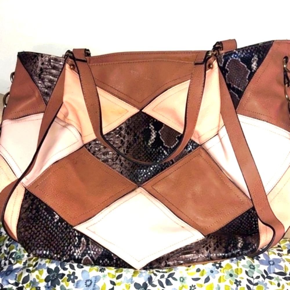 Big Buddha Large Patchwork Tote Shoulder Bag - image 3